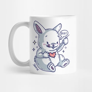 Bunny rabbit patching up the heart saying DIY Mug